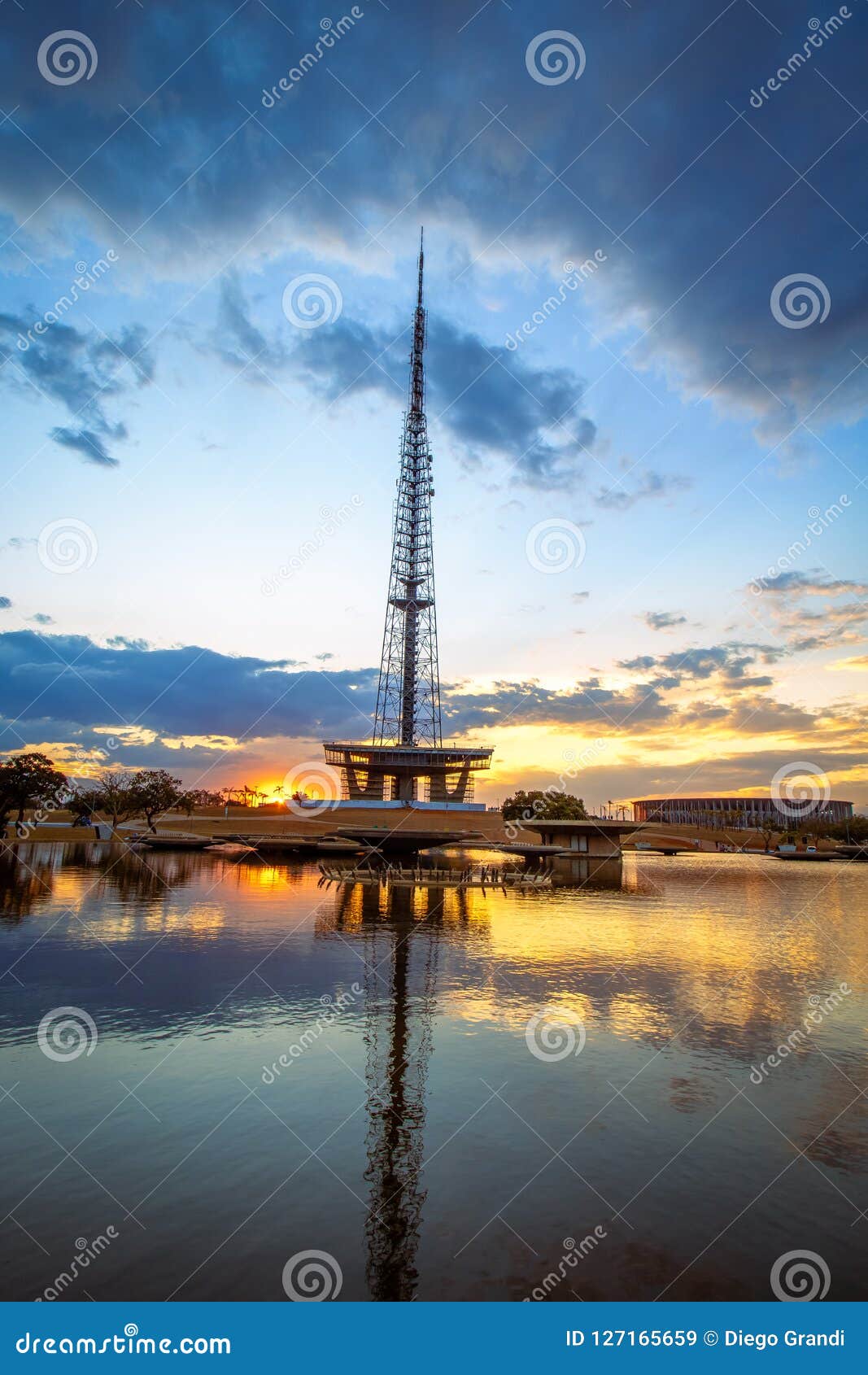 brasilia tv tower at sunset - brasilia, distrito federal, brazil