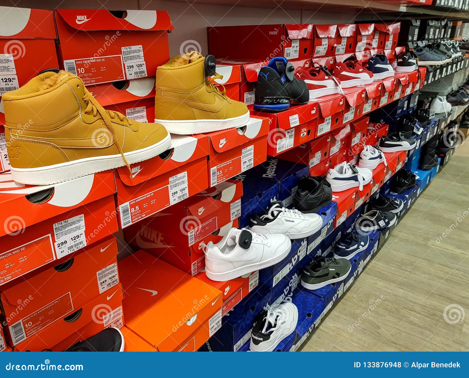 Nike Sport Shoes in Row on Local Store. Editorial Stock Photo - Image ...