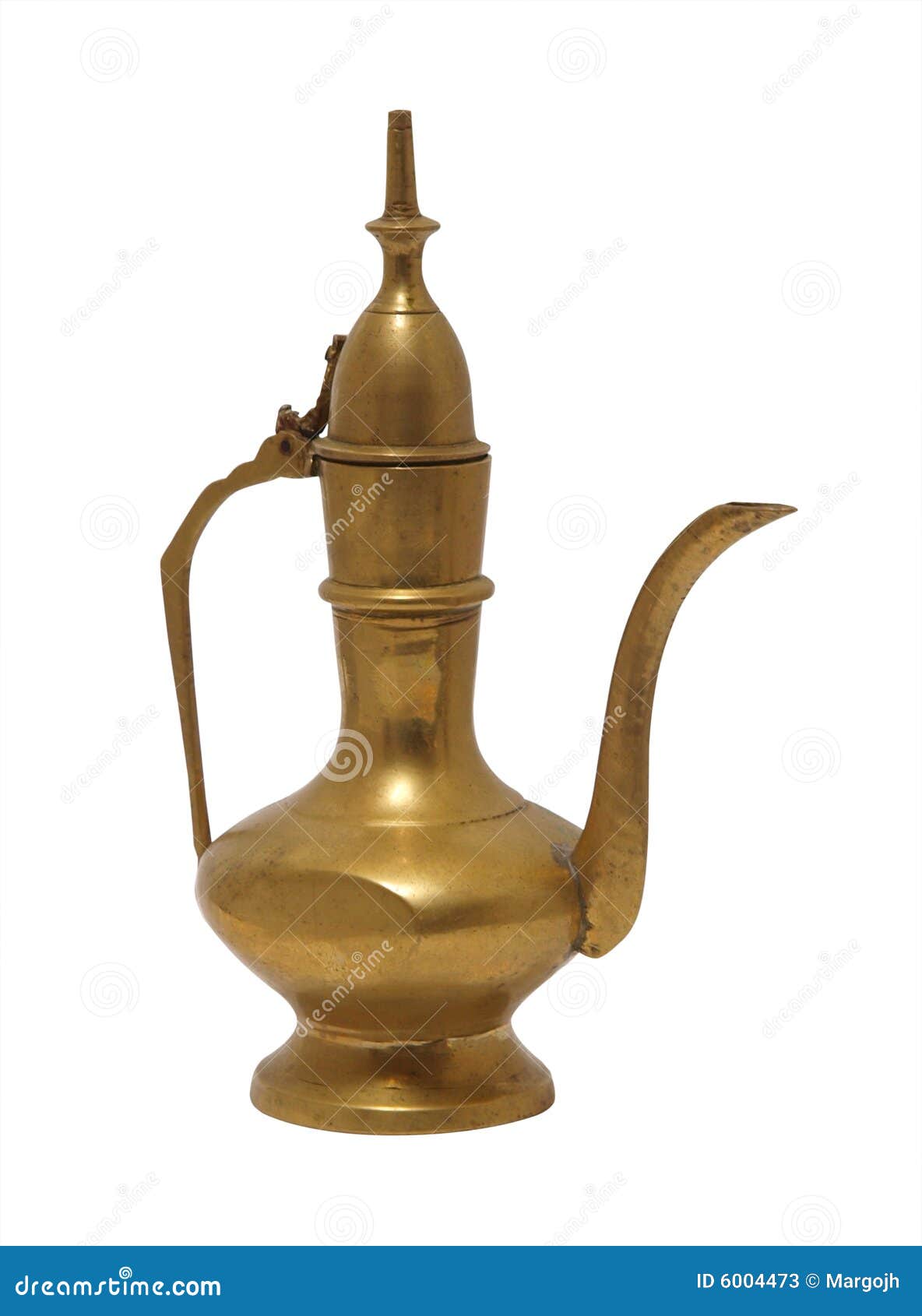 Ancient Aladdin's Magic Lamp. Silver Genie Lamp On Wooden Table. Old