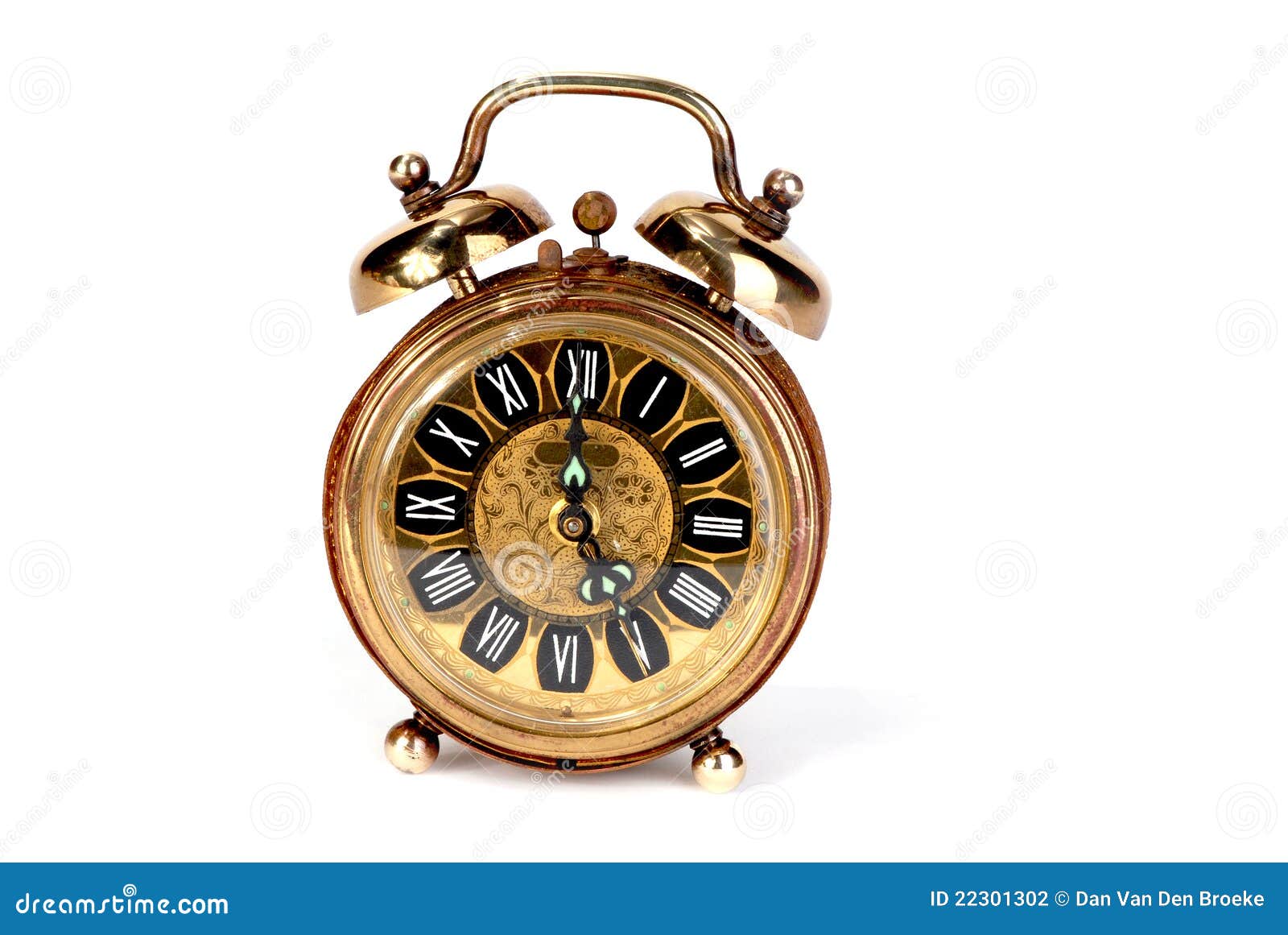 Brass alarm clock stock photo. Image of awaken, vintage 22301302