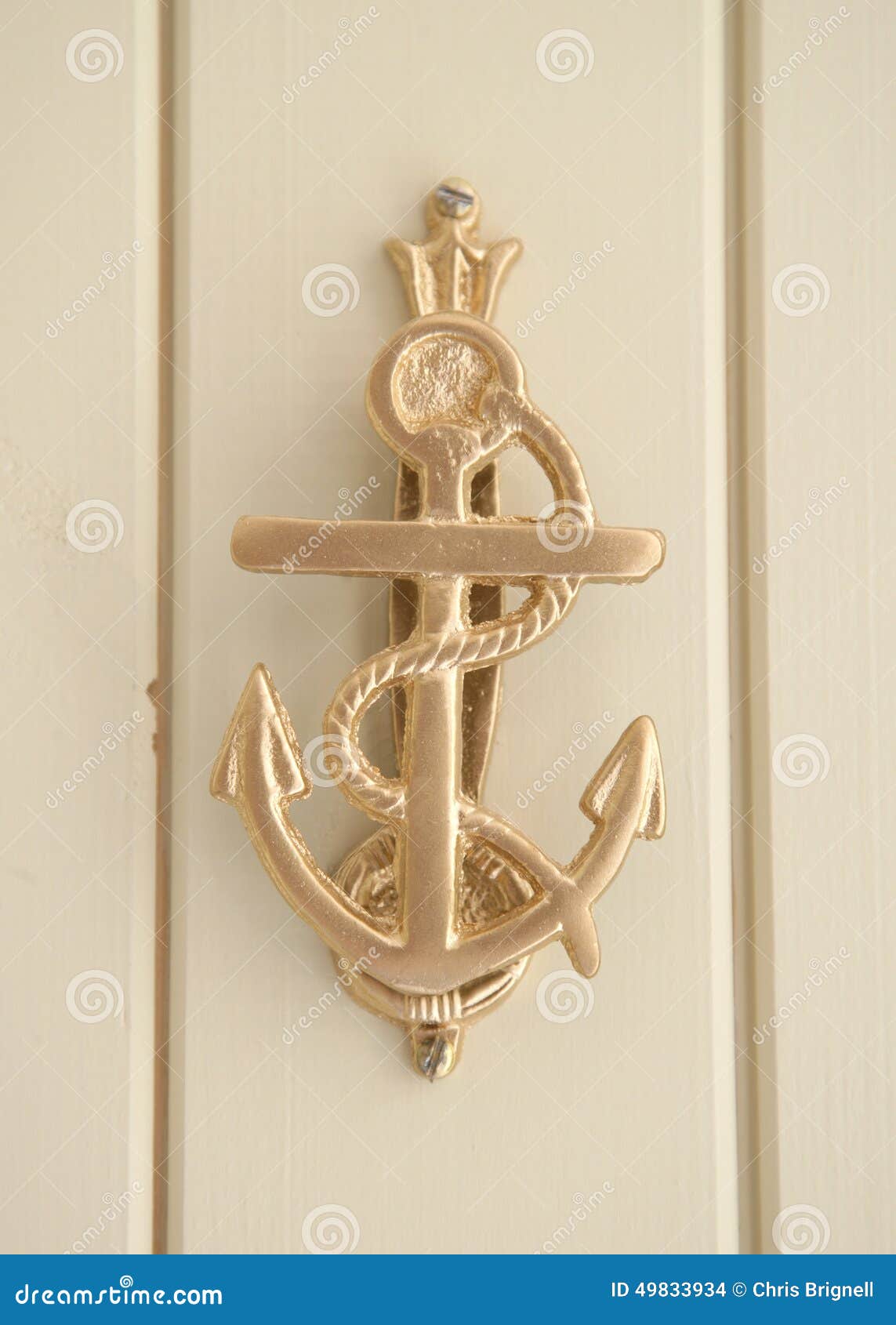 Brass anchor door knocker stock photo. Image of brass 49833934