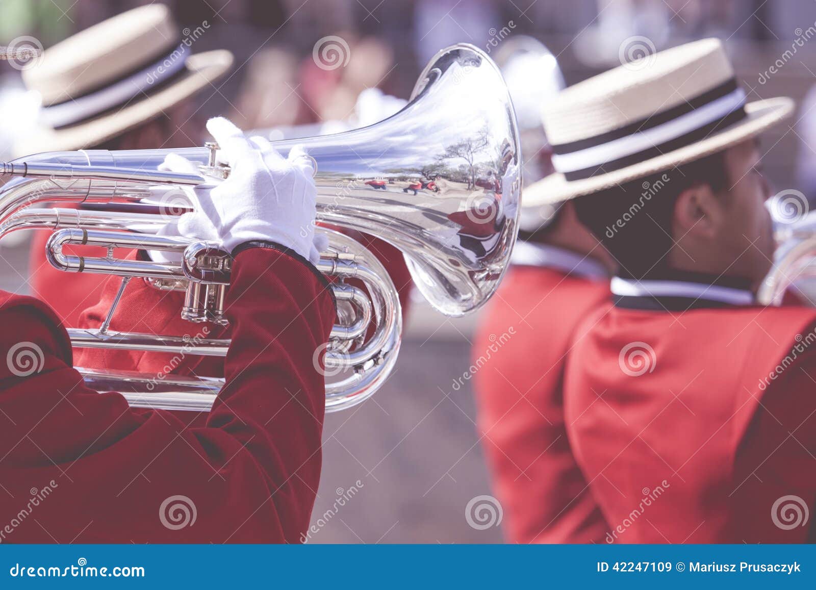 Brass Band in Red Uniform Performing Editorial Stock Image Image of