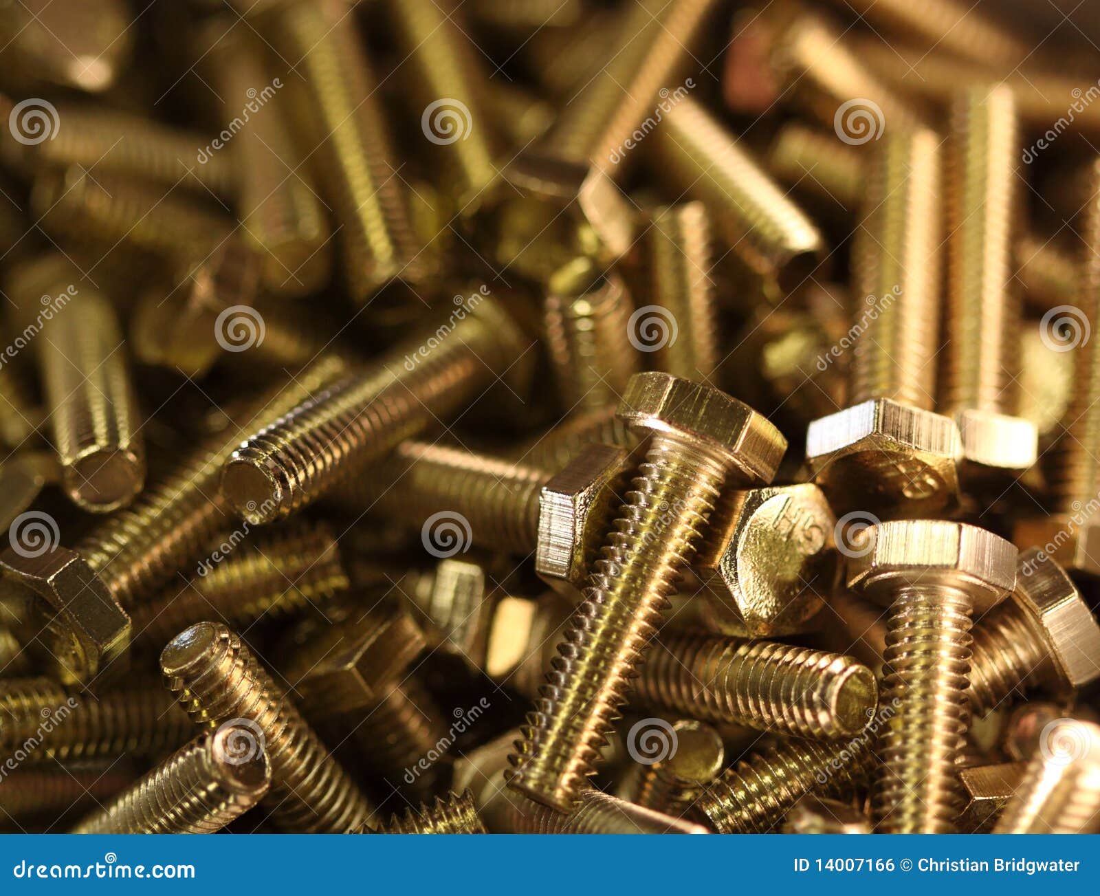 Brass bolts a stock photo. Image of tighten, brass, engineering 14007166