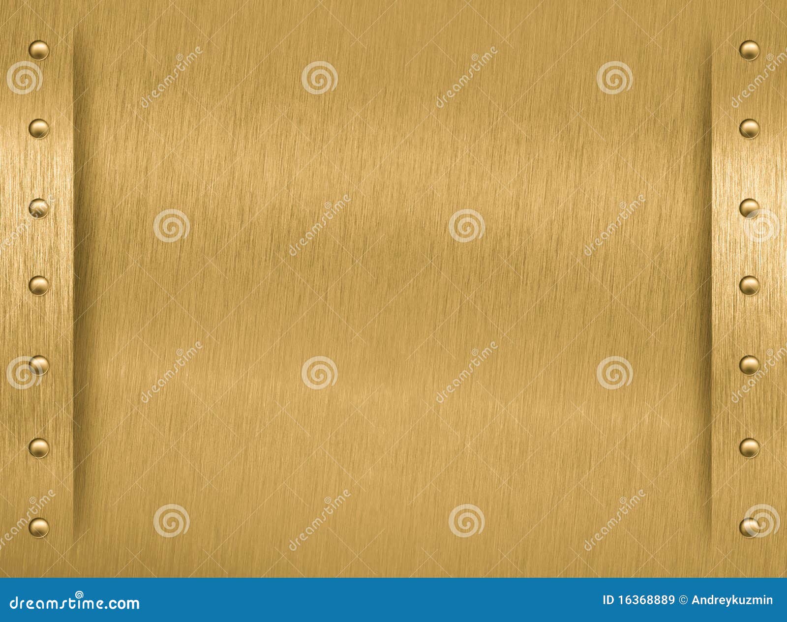 Brass or Bronze Metal Plate with Border and Rivets Stock Image Image