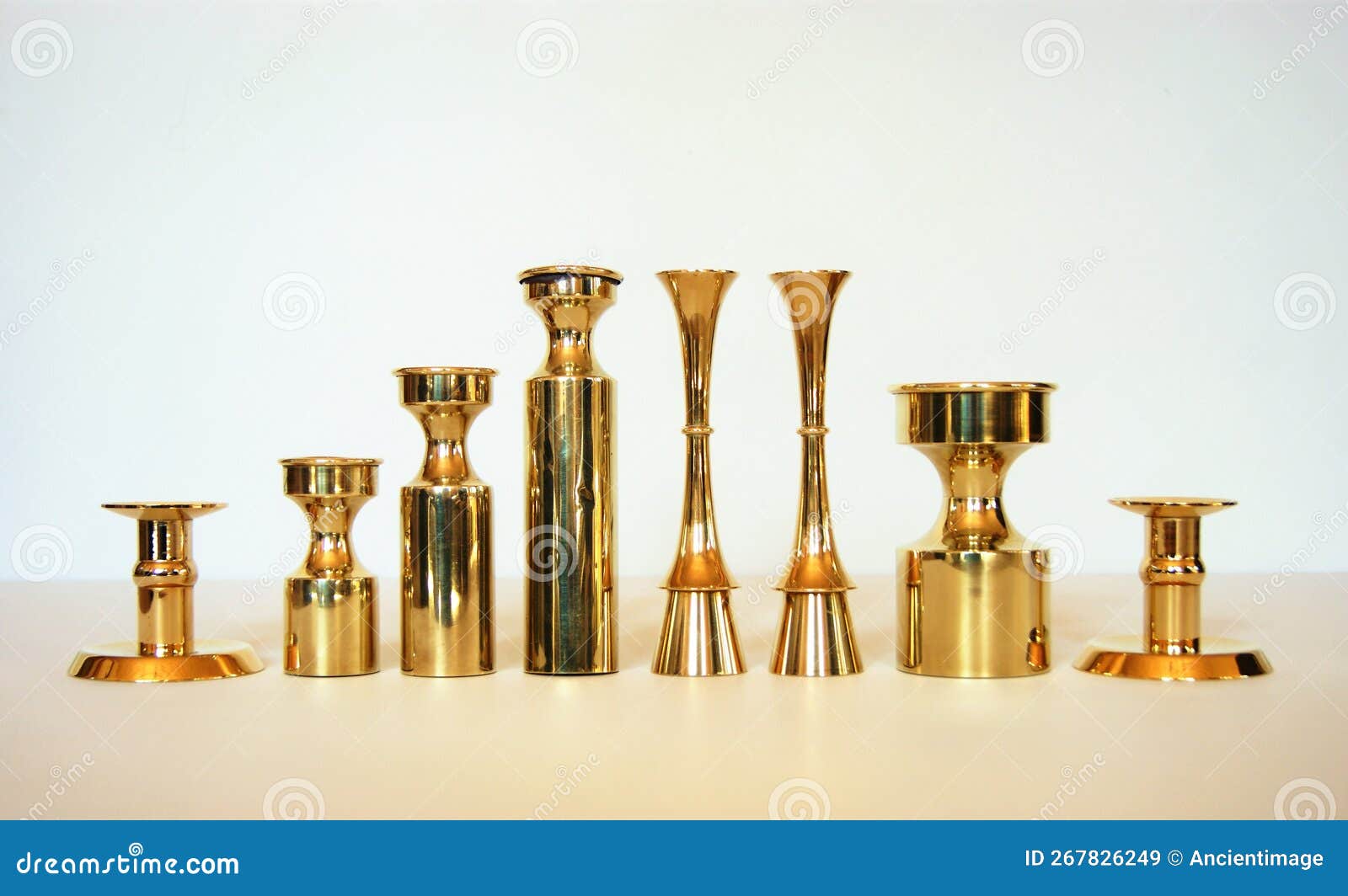 Brass Candle Holder in Midcentury Modern Design Stock Image Image of