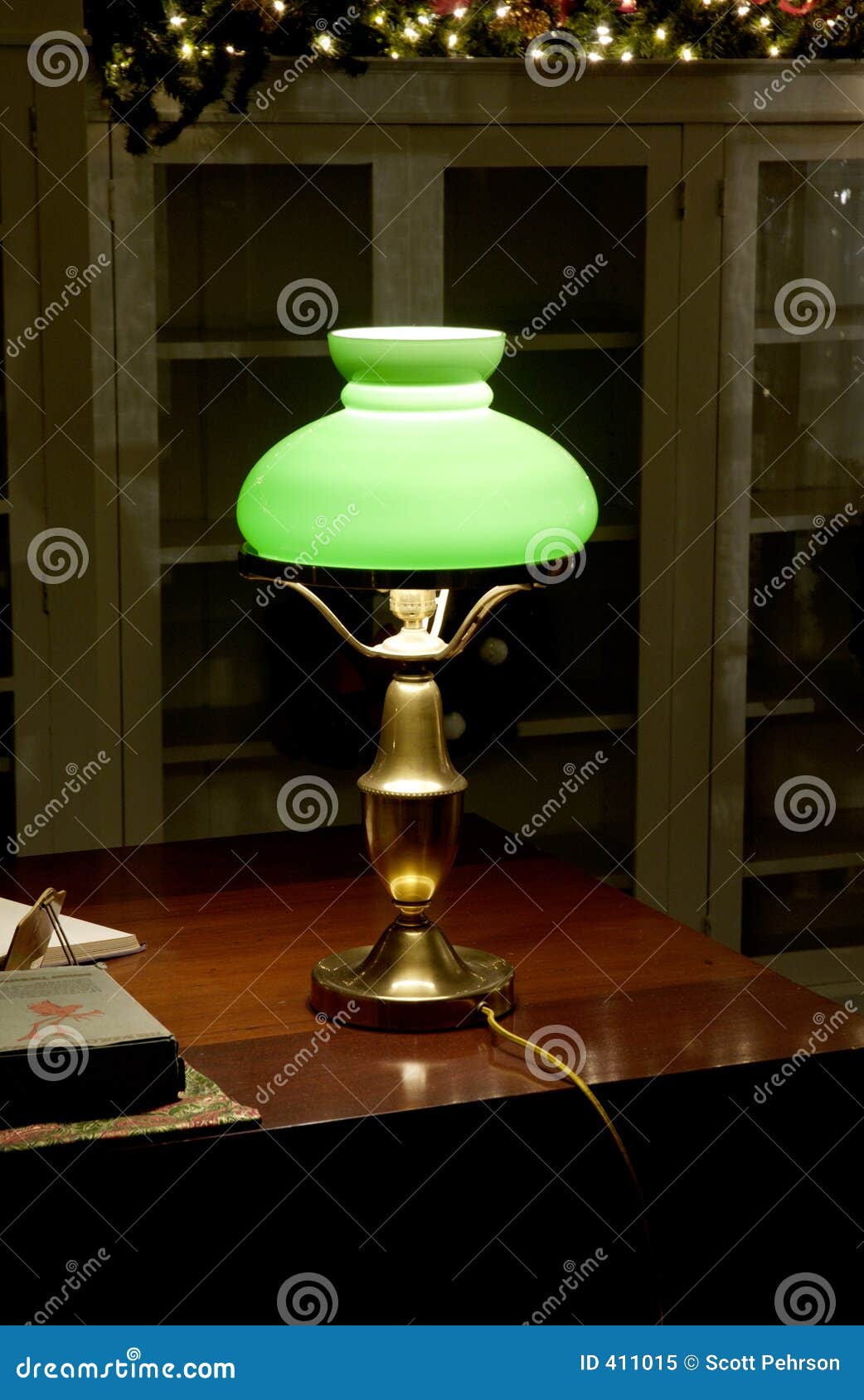 Brass Desk Lamp stock image. Image of brass, outdated, metallic 411015