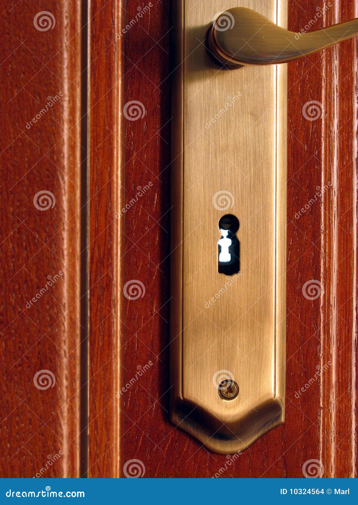 Brass door hand and lock stock photo. Image of keyhole 10324564