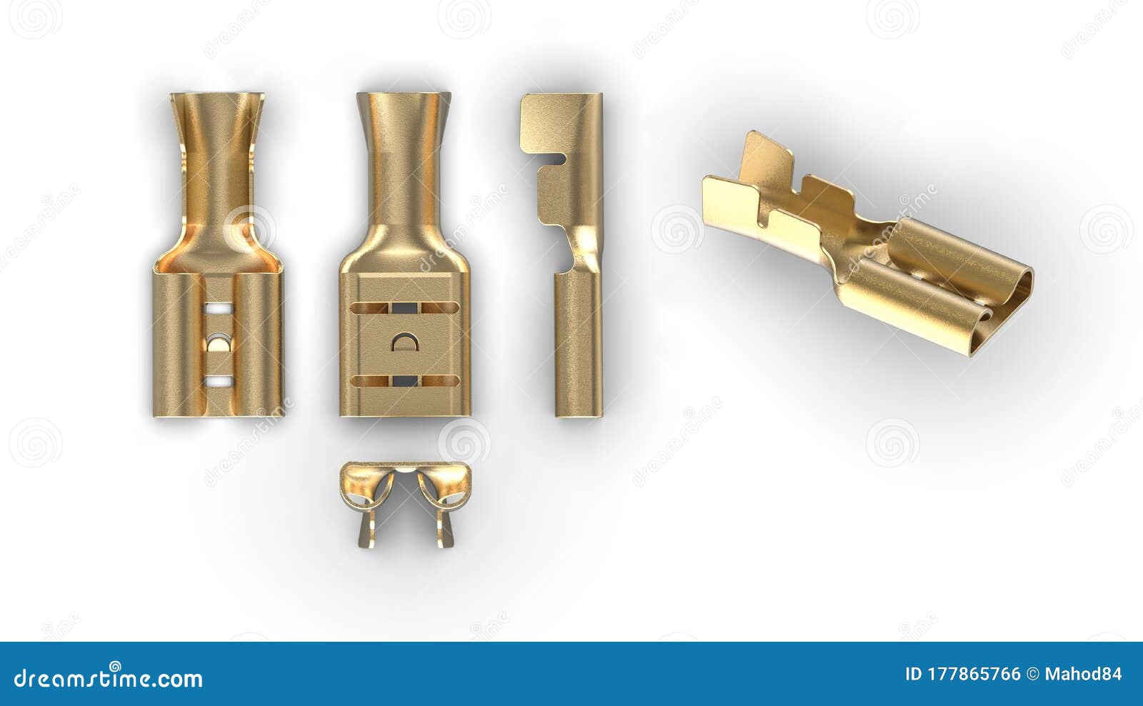 Brass Electrical Wire Connector. Template, Mockup. Stock Photo Image