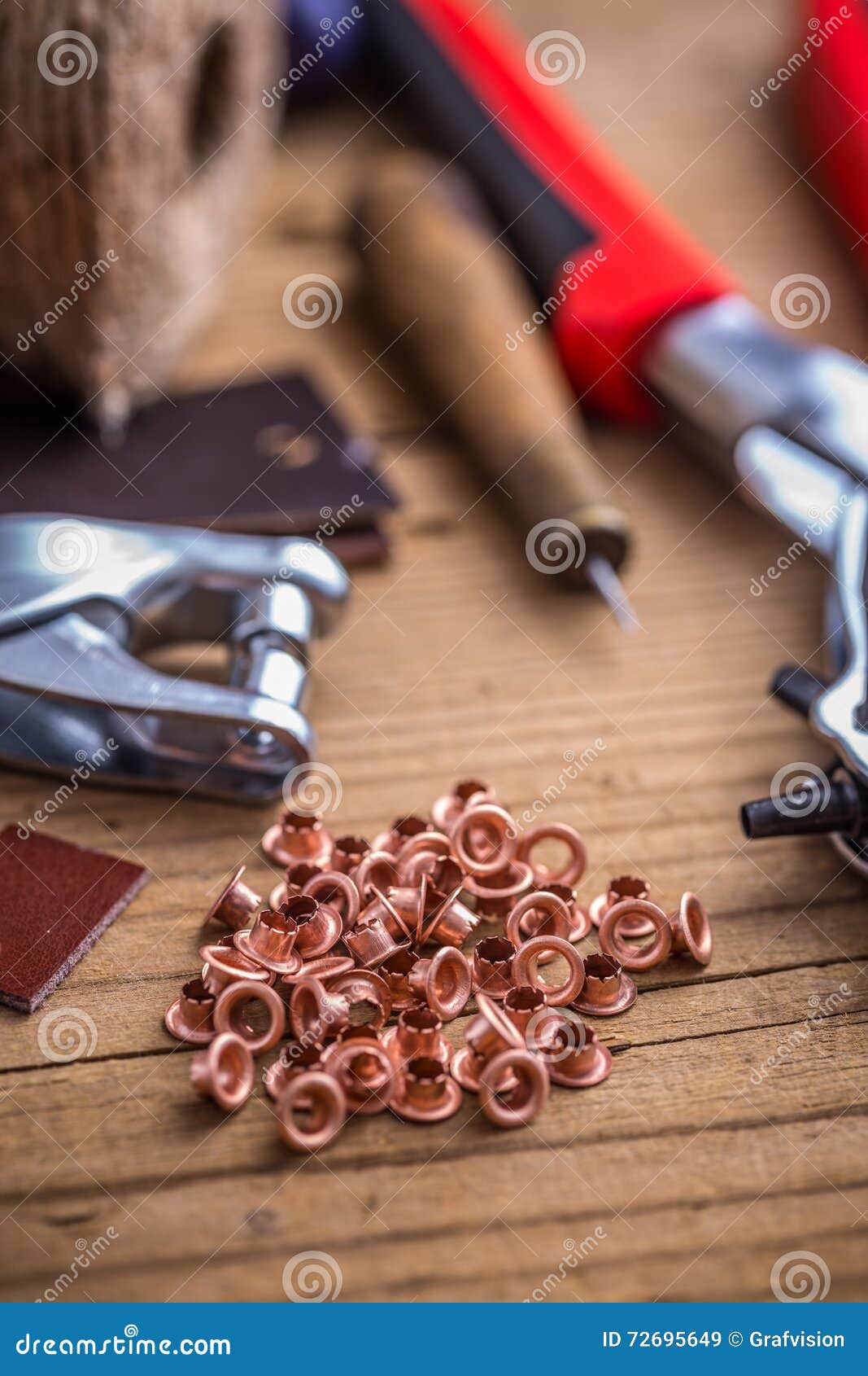 Brass Eyelets and Eyelet Punch Stock Image Image of punch, pile 72695649