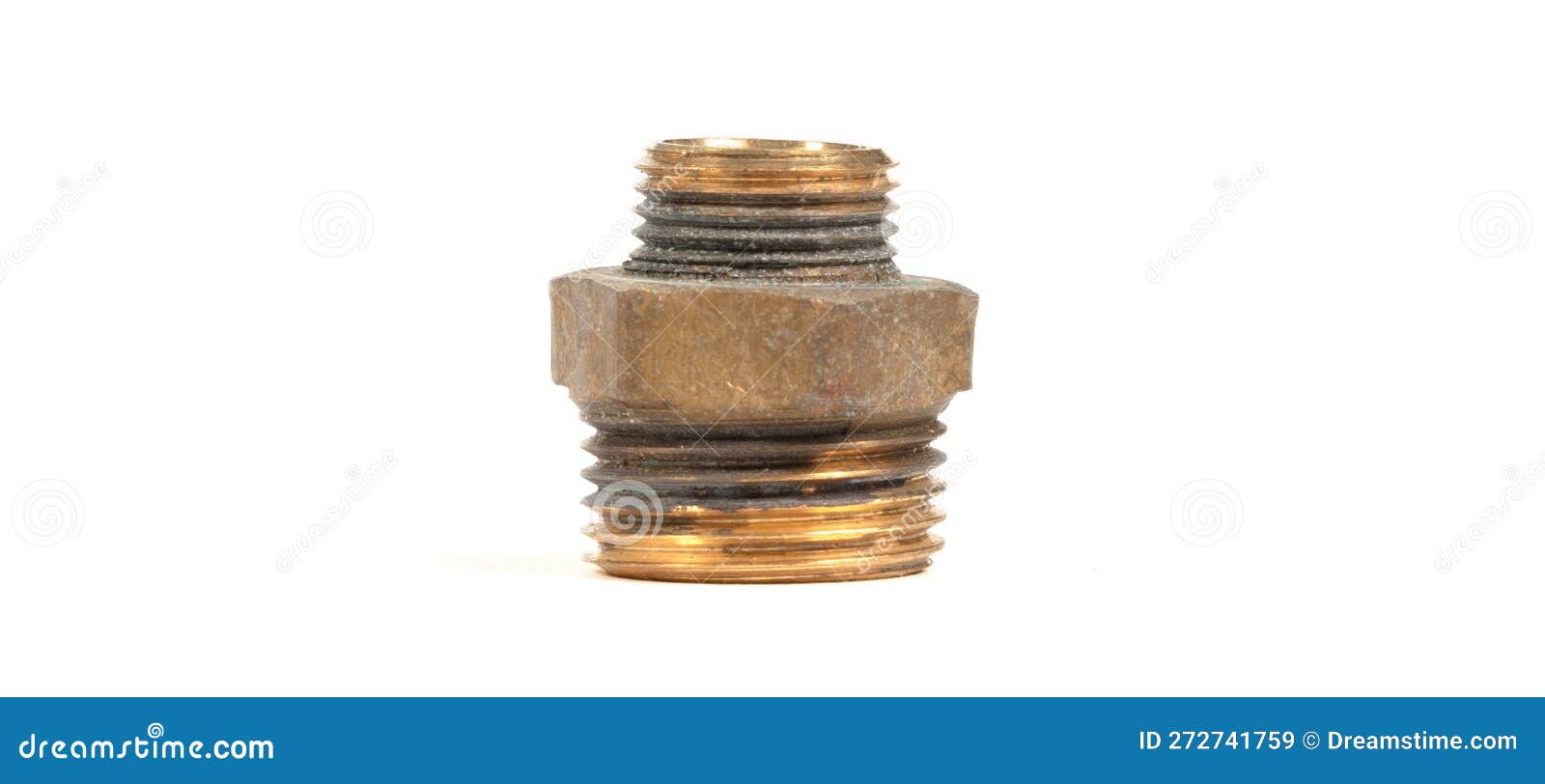Brass Fitting for Plumbing Pipes, Connector for Two Different Sizes Stock Image Image of