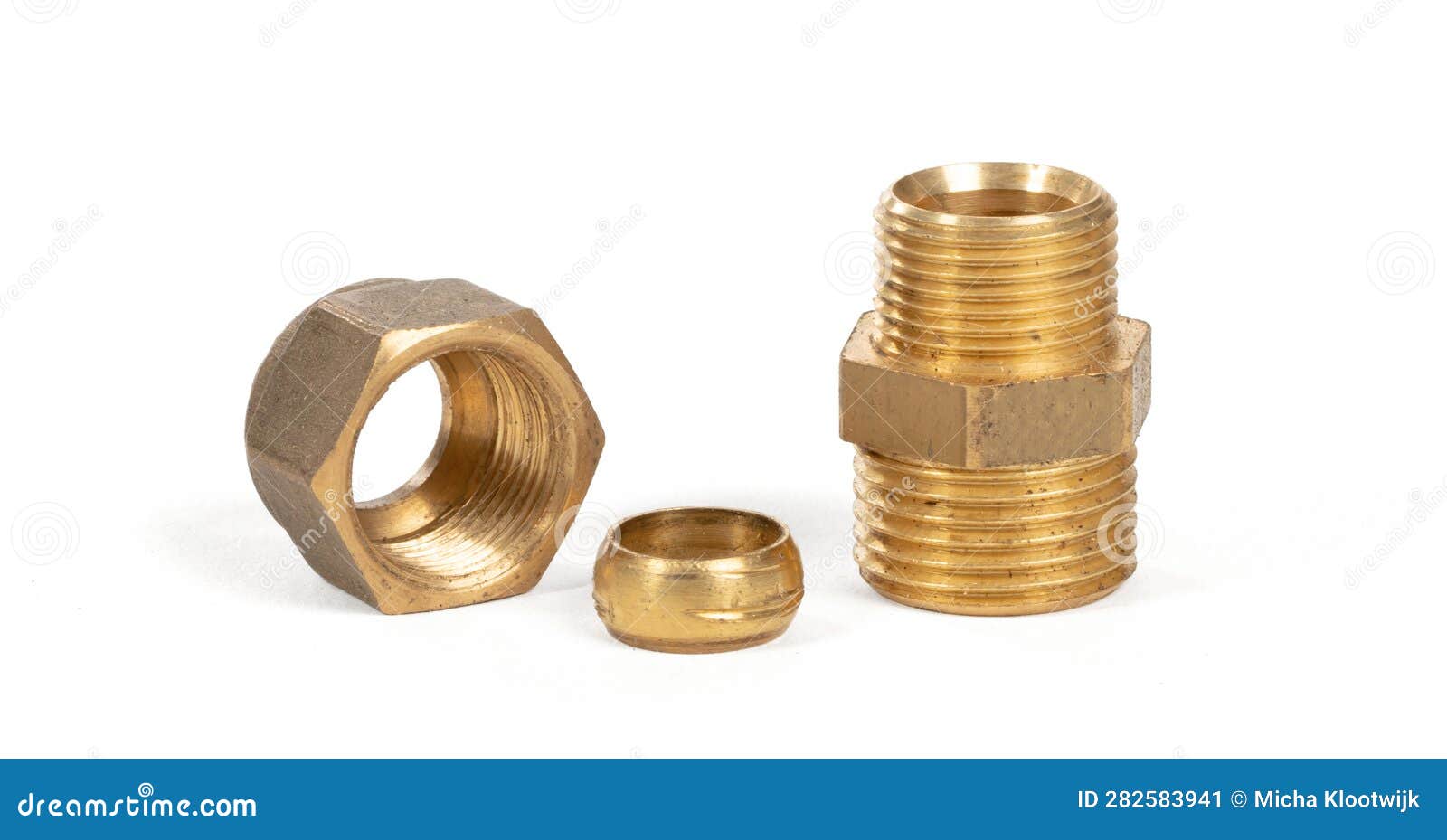 Brass Fitting for Plumbing Pipes, Connector for Two Different Sizes Stock Image Image of