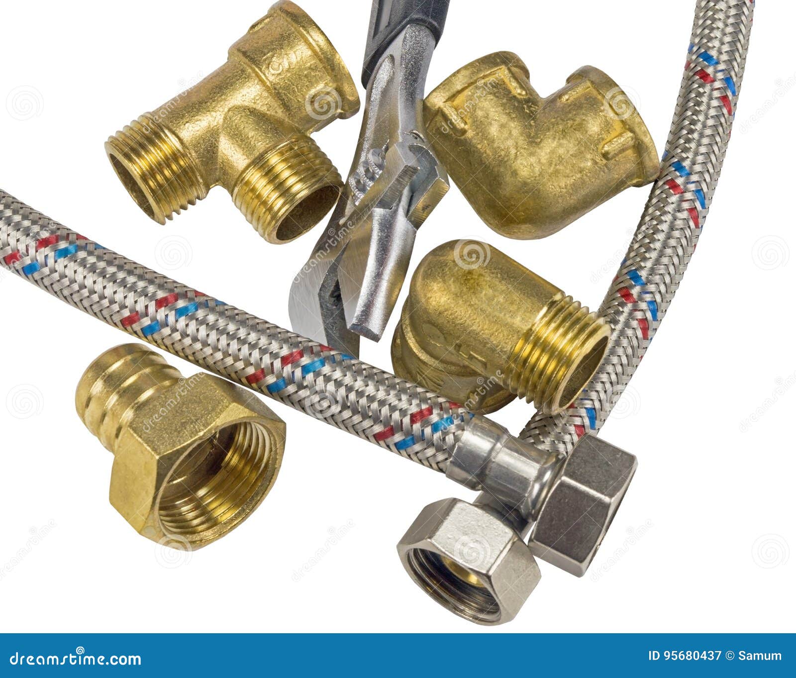 Brass fitting for plumbing stock image. Image of background 95680437