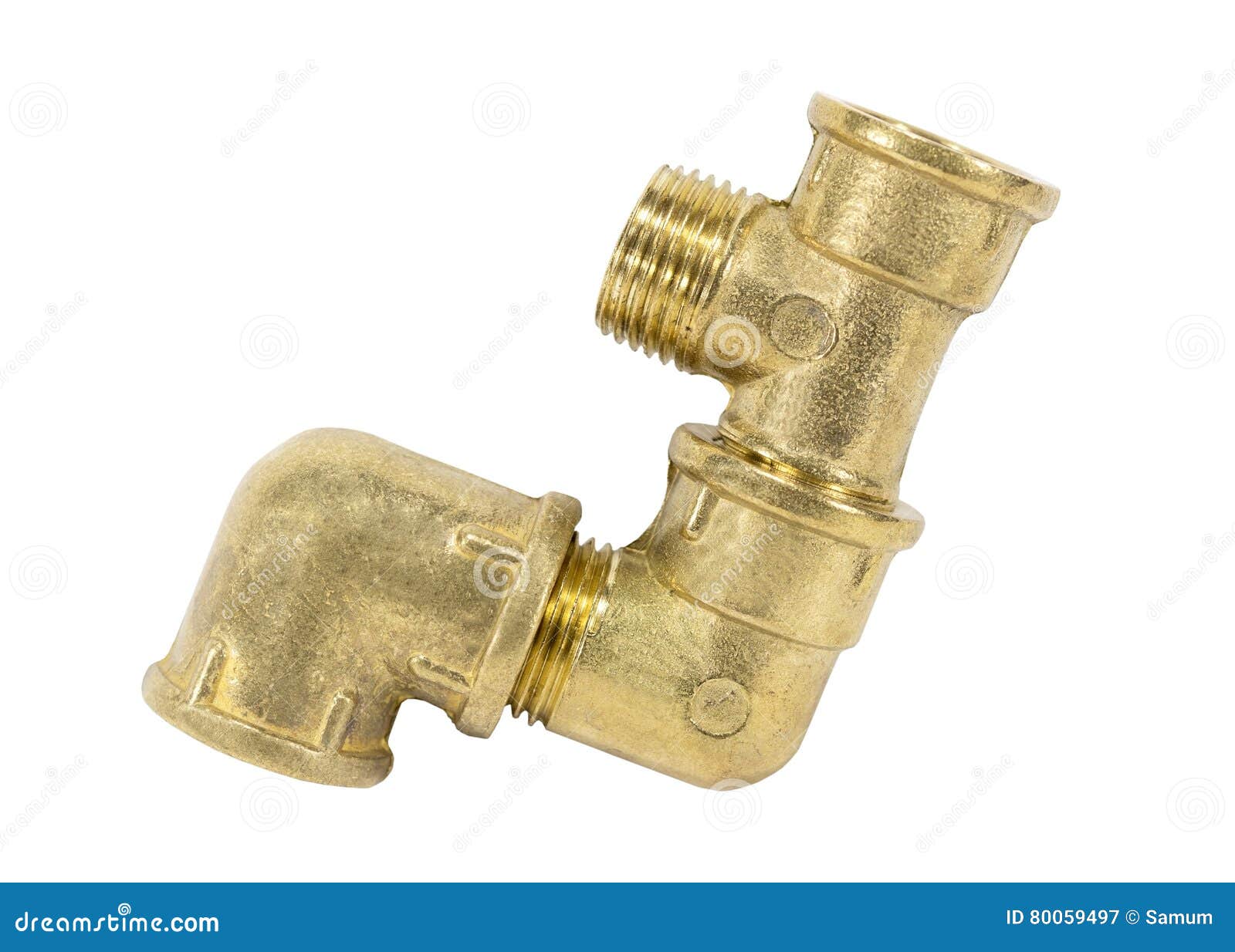 Brass fitting for plumbing stock image. Image of tube 80059497