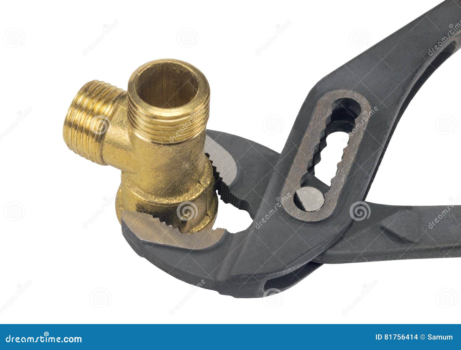 Brass fitting with wrench stock photo. Image of female 81756414