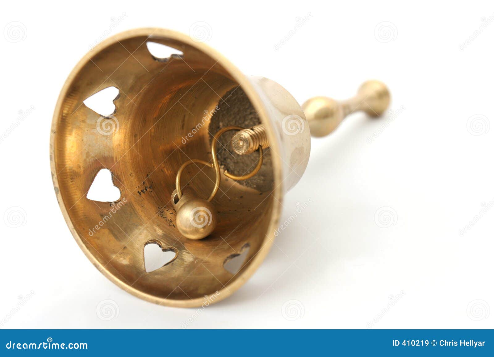 Brass Handbell clapper stock image. Image of call, ding 410219