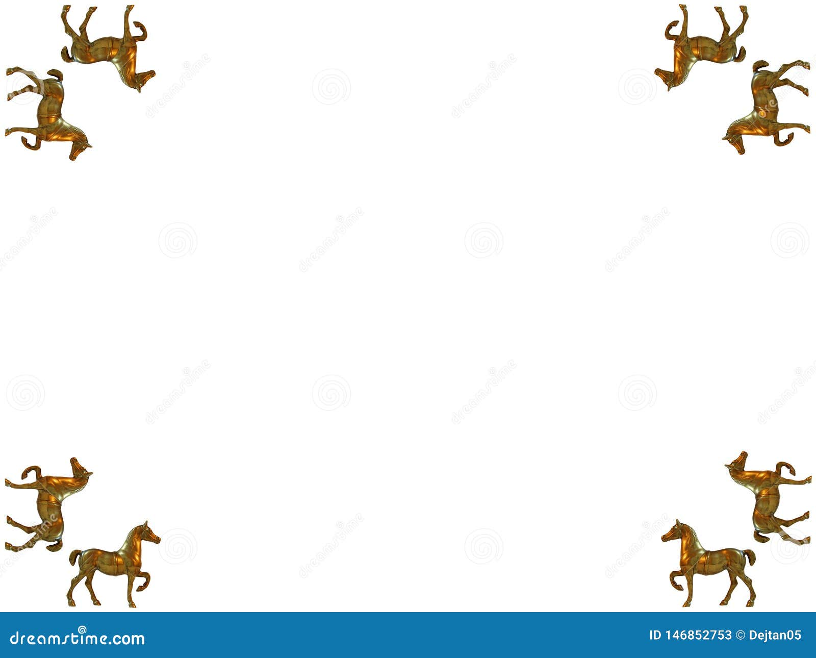Brass Horse Corner on White Backgrounde Stock Illustration