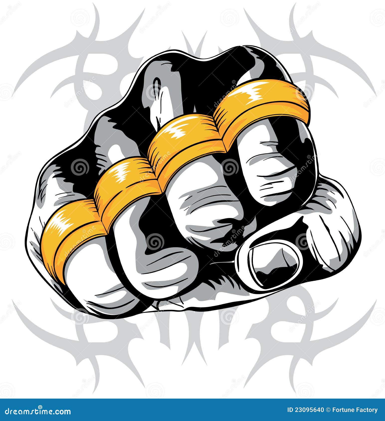 Brass knuckles with knife icon, cartoon style - Stock Illustration