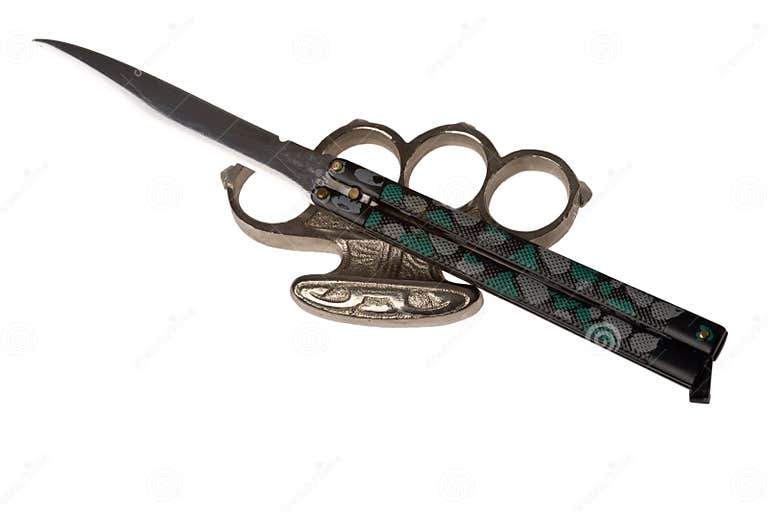 Brass knuckles and knife stock photo. Image of power, illegal 7538326
