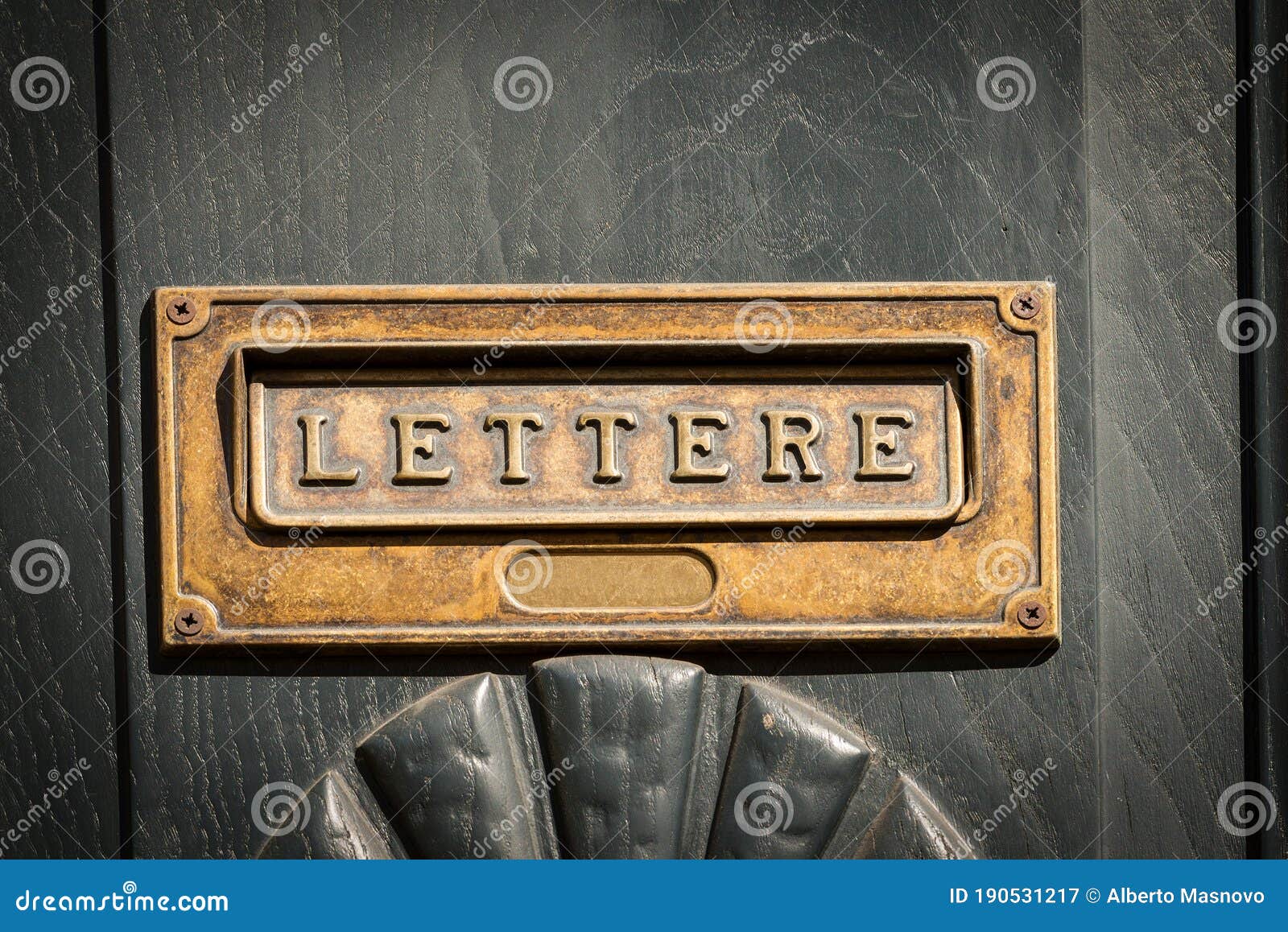 brass letterbox with italian text lettere - front door