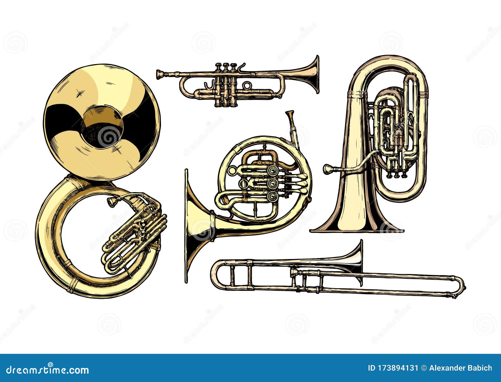 Brass Wind Instruments From High to Low