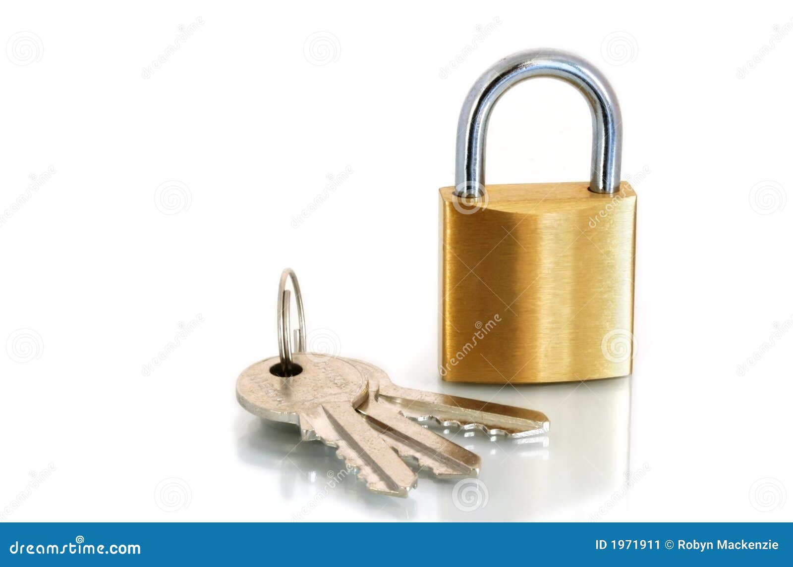 Brass Padlock and Keys stock image. Image of access, isolated 1971911