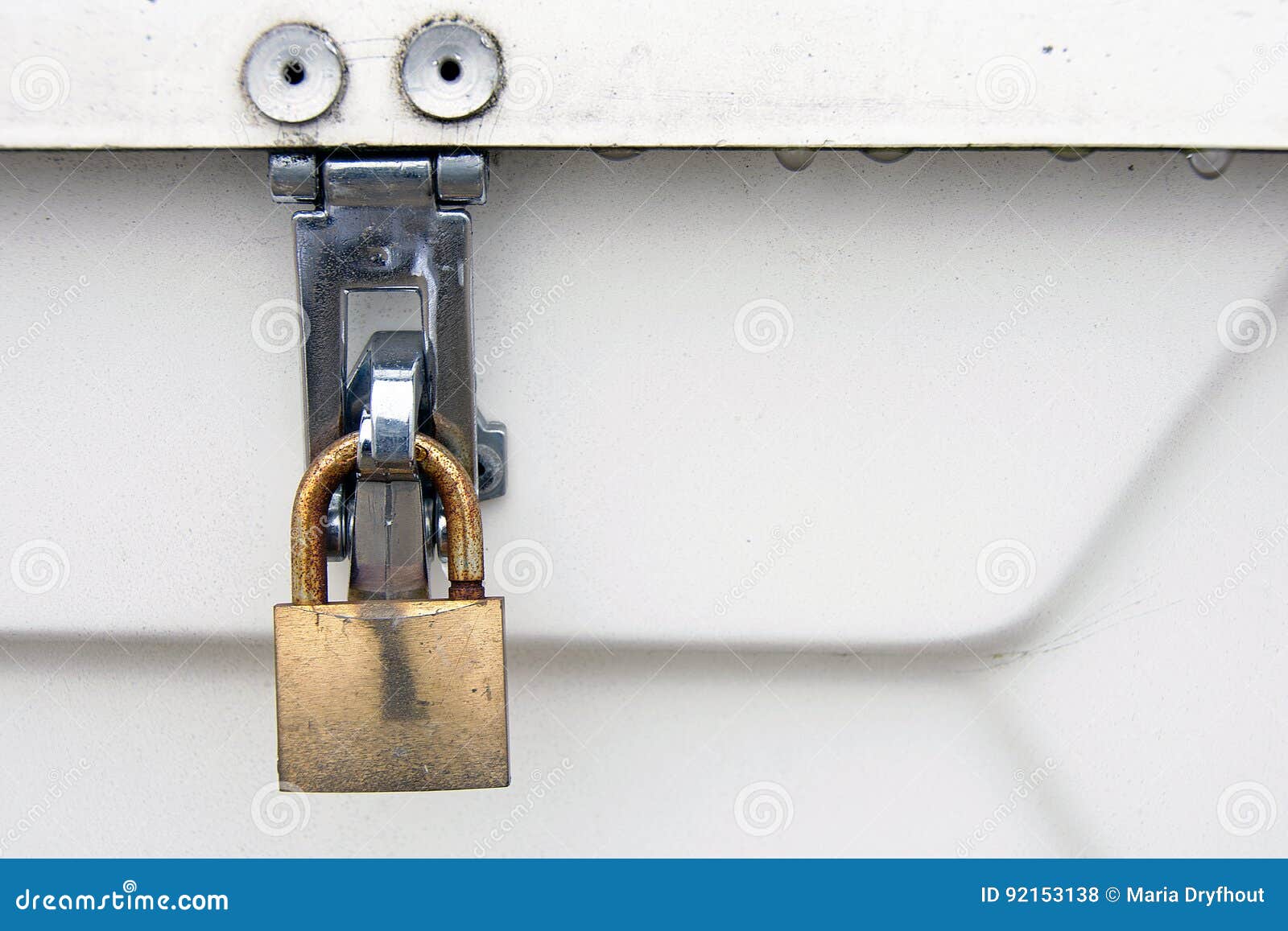 Brass Padlock on Storage Container Stock Photo Image of brass