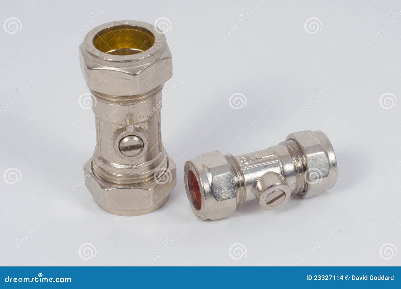 Brass plumbing fittings. stock photo. Image of junction 23327114