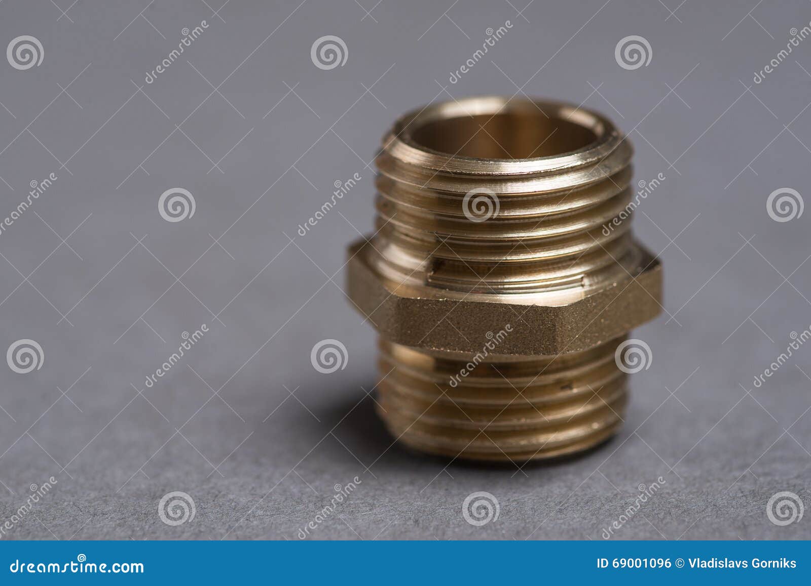 Brass Plumbing Nipple on Grey Table Stock Photo Image of industry