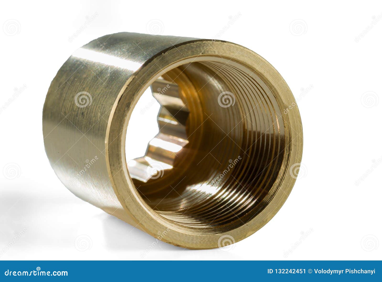 Brass Regular Coupling with Internal and External Thread Stock Image