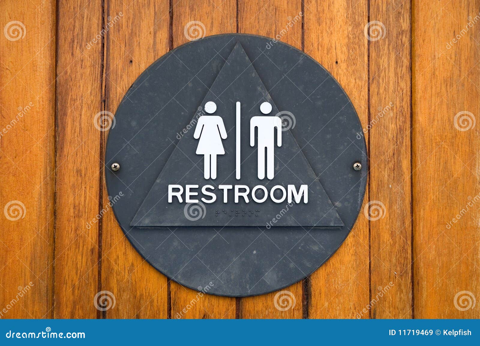 brass restroom sign
