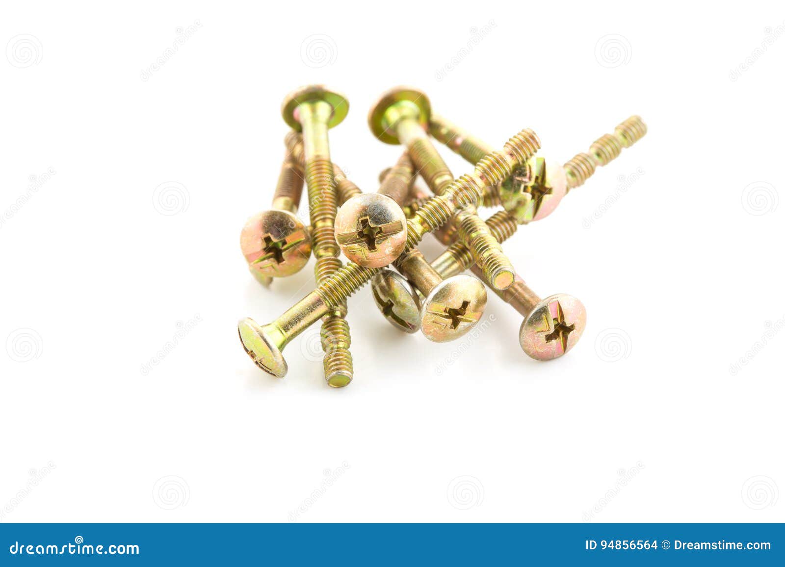 Brass Screws on White Background Stock Photo Image of hardware, white
