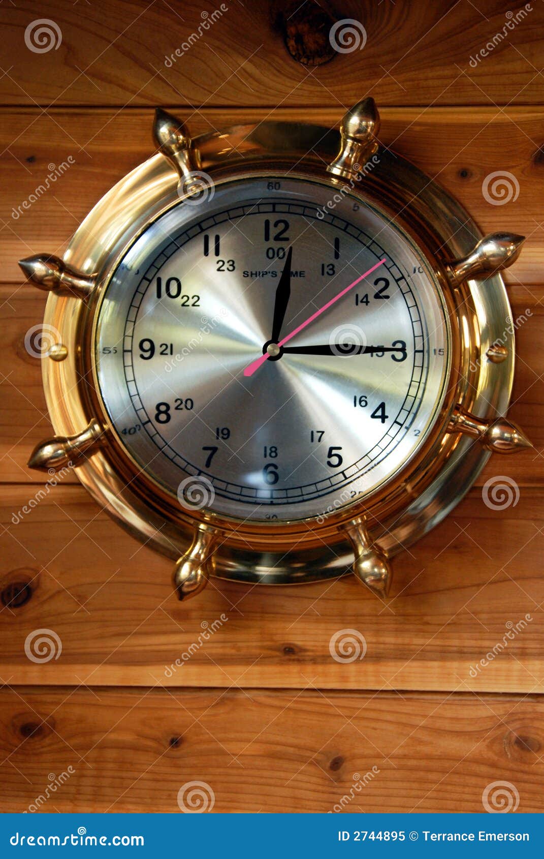 Brass Ship Clock stock image. Image of date, brass, timetable 2744895