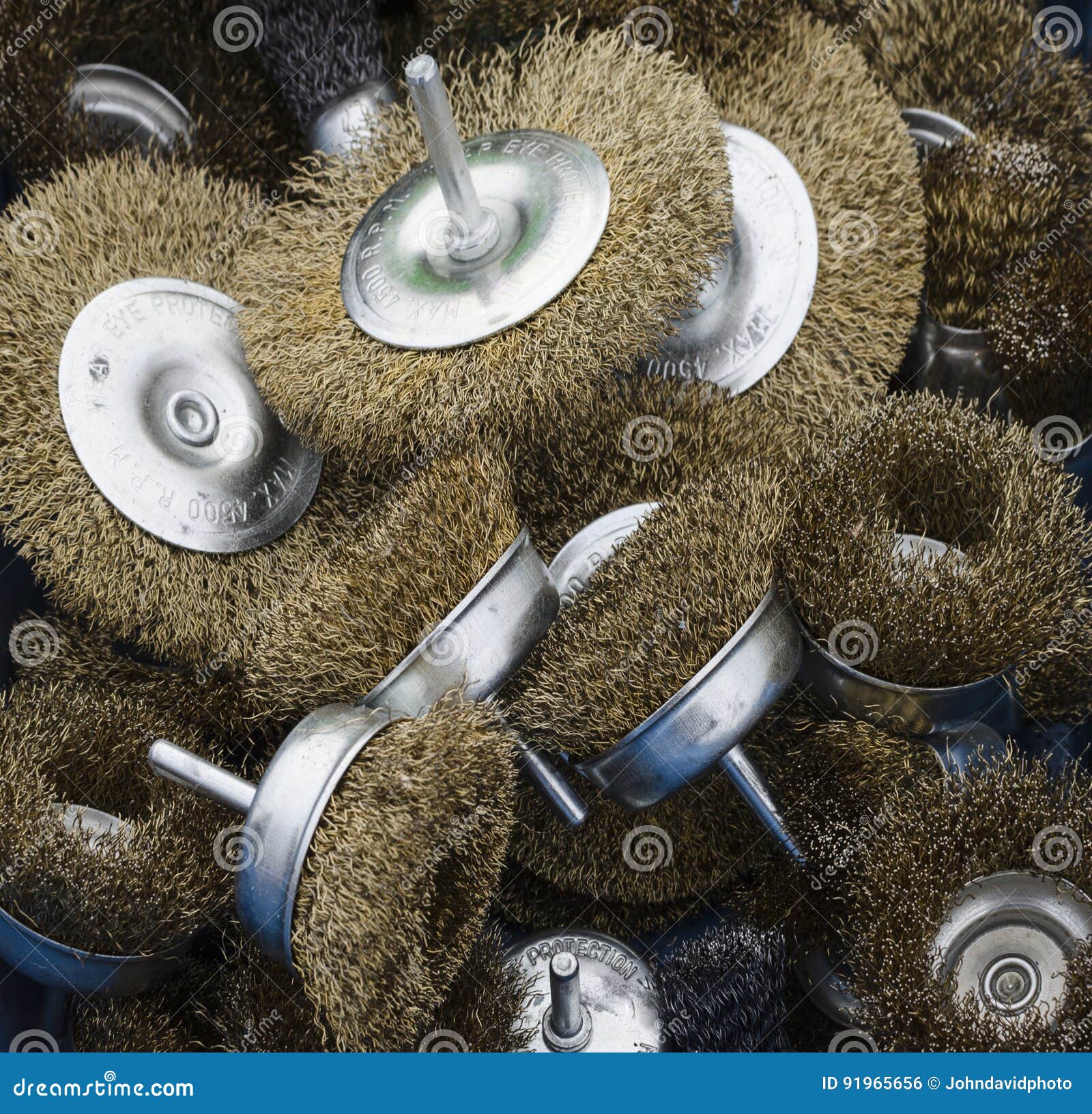 Brass Wire Brushes for Use with a Drill Stock Photo Image of power
