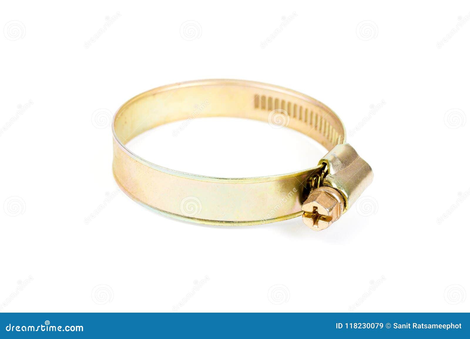 Brass Worm hose clamp. stock image. Image of machinery 118230079