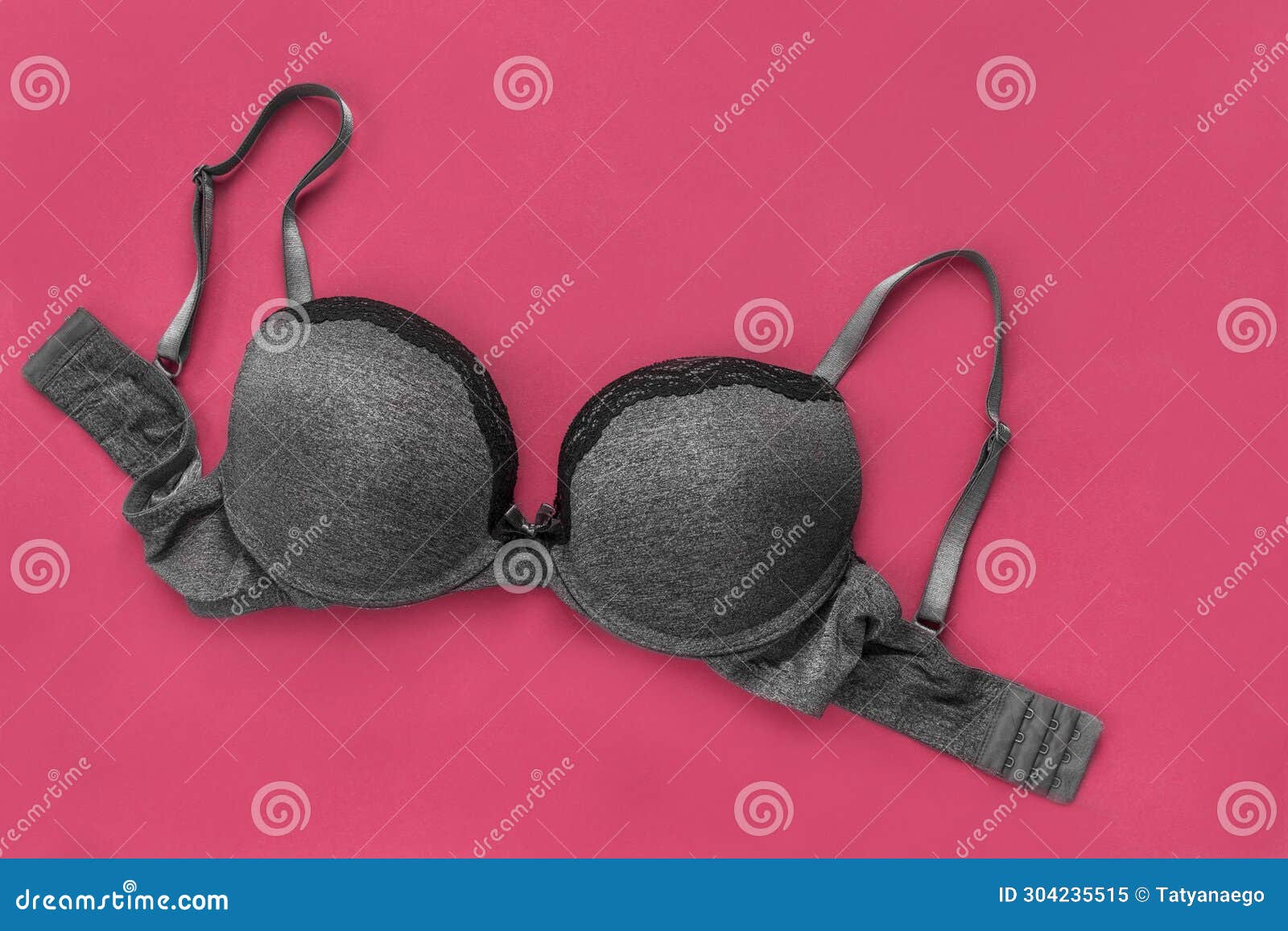 Brassiere on Pink Background Stock Image - Image of garment, black ...