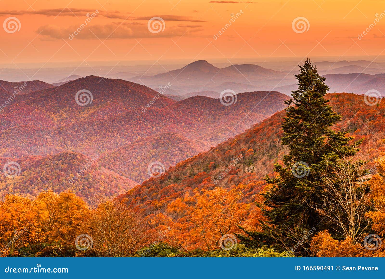 brasstown bald, georgia, usa view of blue ridge mountains in autumn