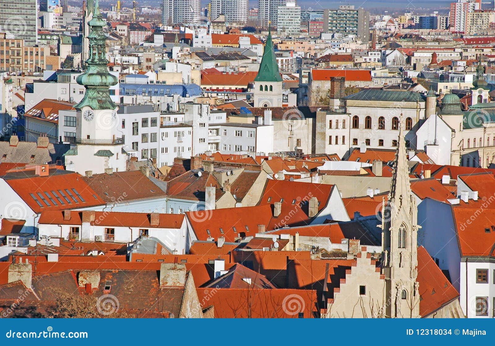 Bratislava - view from the castle. Panoramatic view on Bratislava from the castle