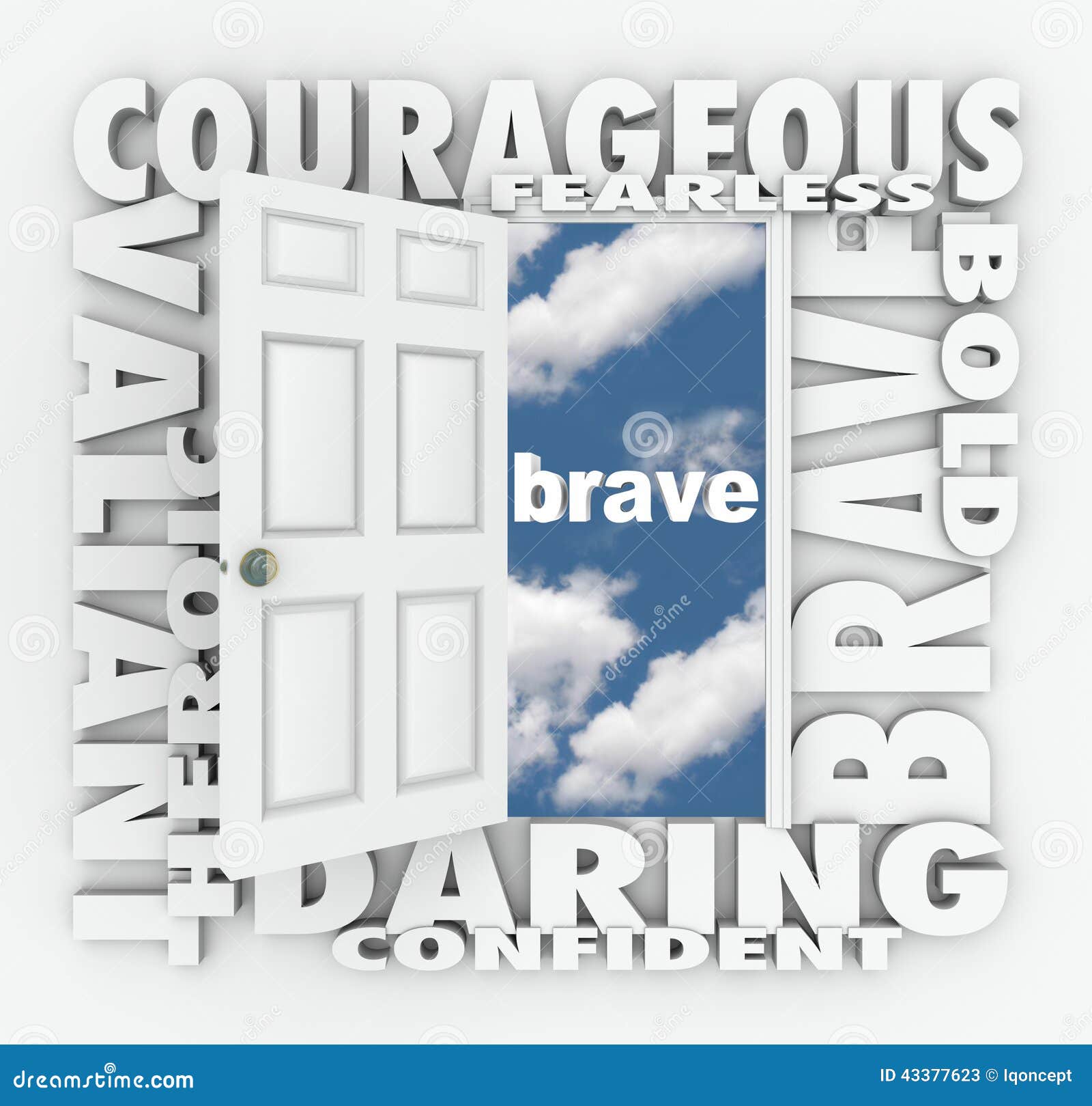 brave courage daring word door open to success