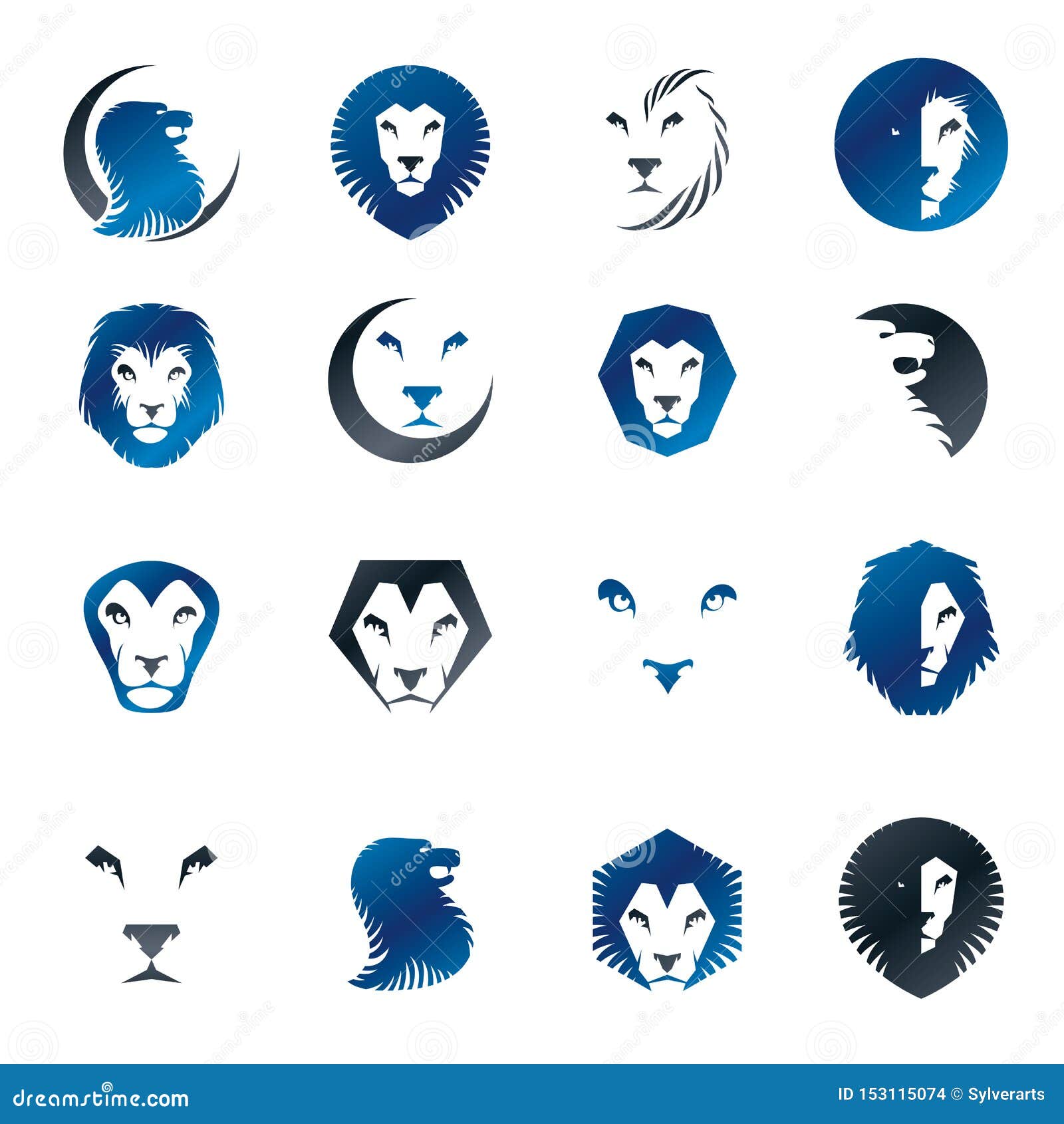 Brave Lions Ancient Emblems Elements Set. Heraldic Vector Design