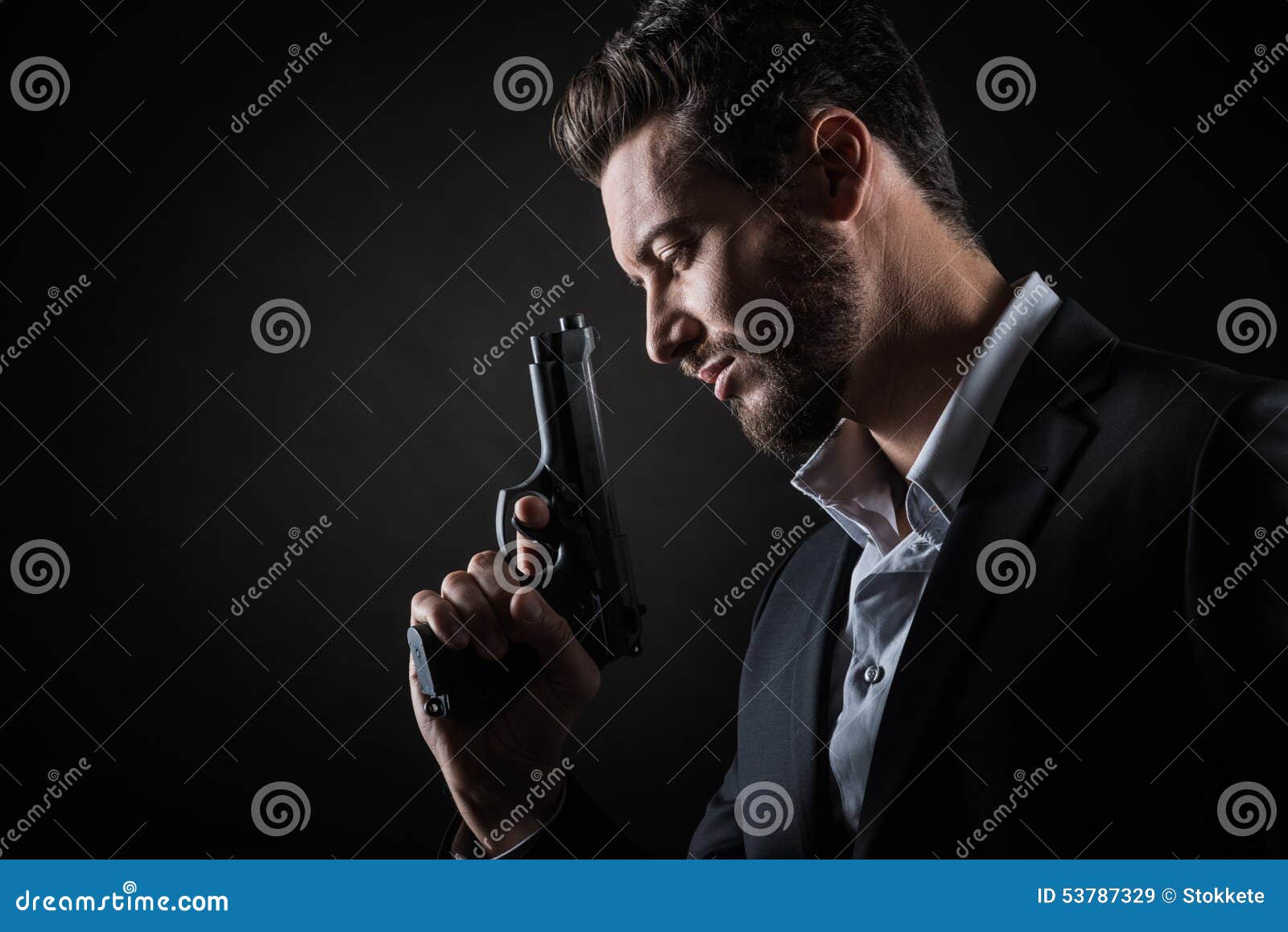 brave man with handgun