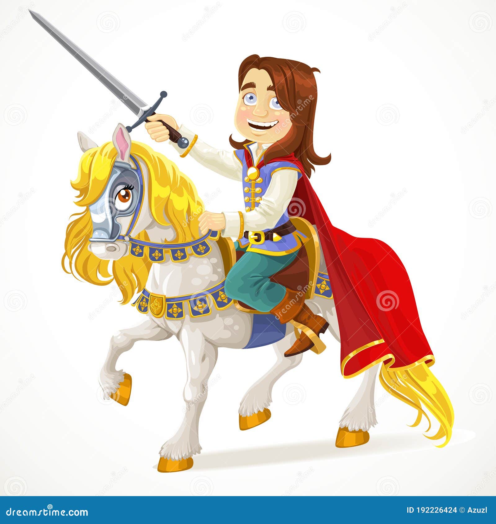Brave Prince Charming on a White Horse Stock Vector - Illustration of ...
