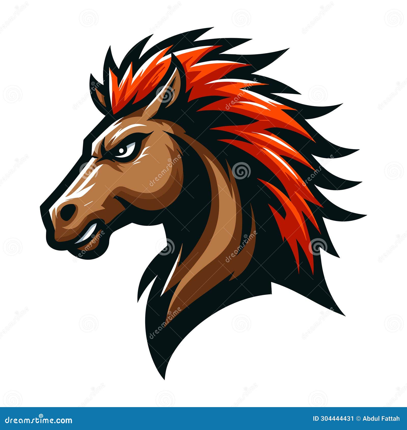 brave strong animal horse head face mascot   , logo template  on white background