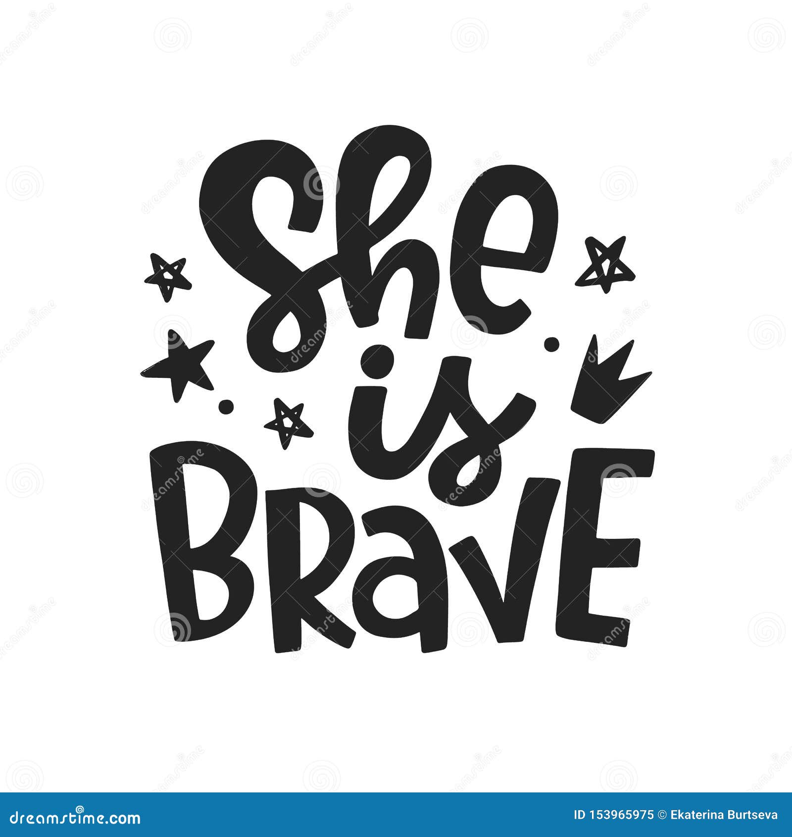 she is brave.  typography poster with hand written lettering