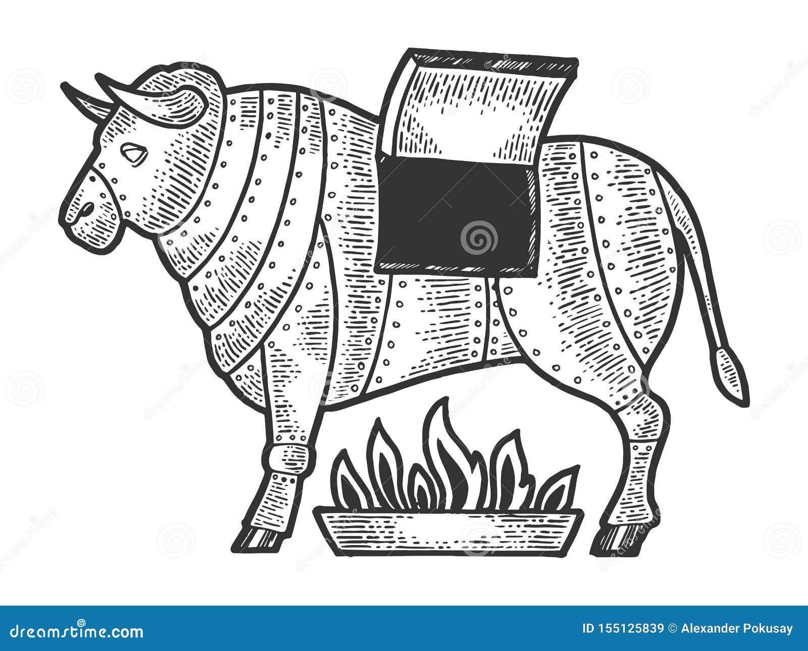Menagerry delvist London Brazen Bull Torture Device Sketch Vector Stock Vector - Illustration of  handmade, retro: 155125839
