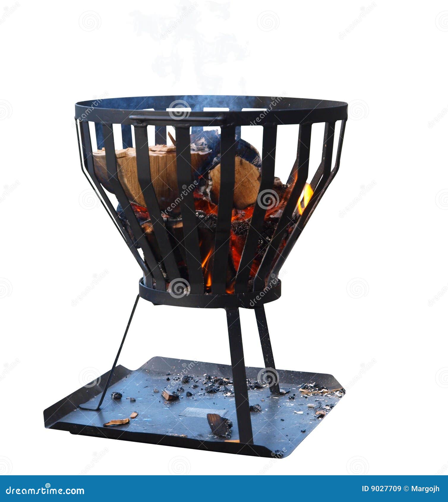 brazier with wood fire