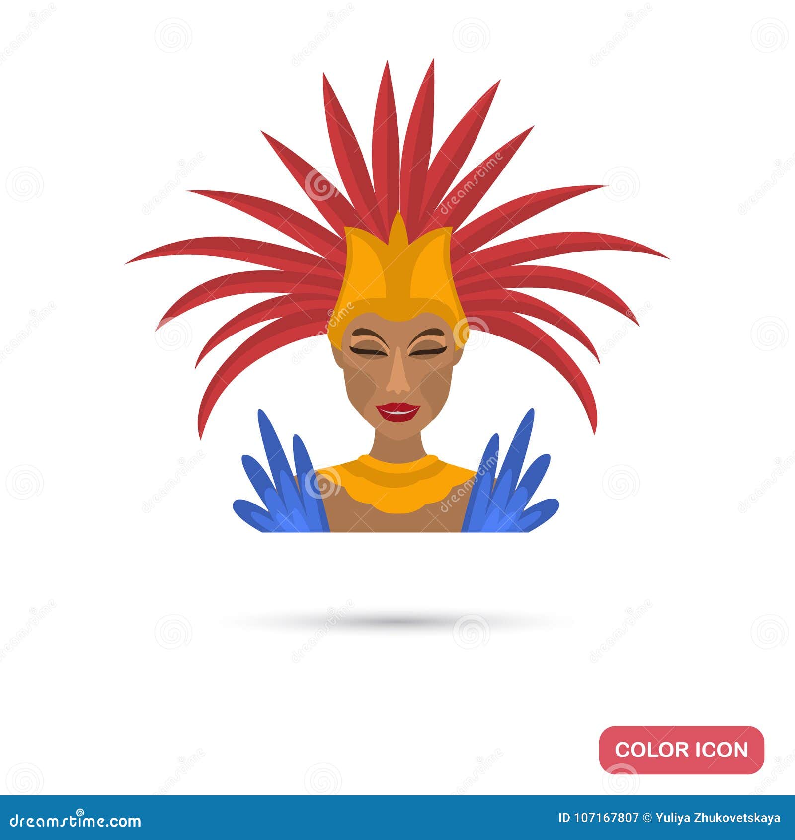 brazil carnival girl color flat icon for web adn mobile 