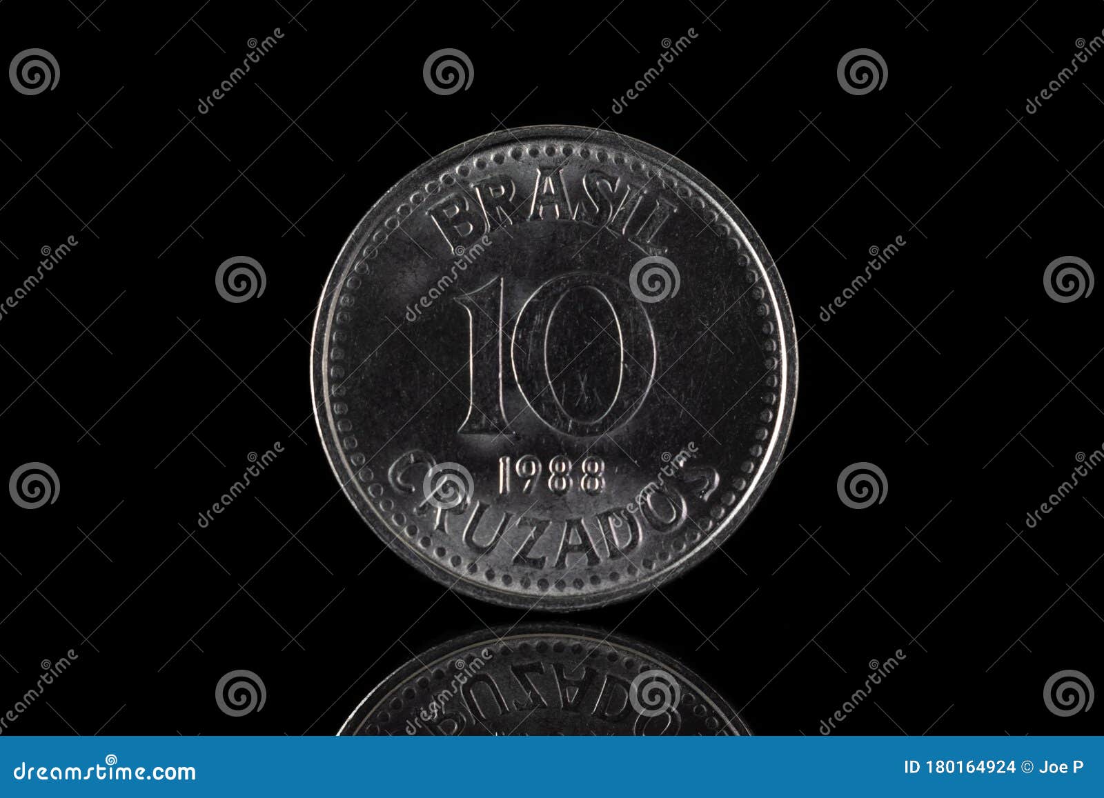 10 brazil cruzados coin from 1988  on black