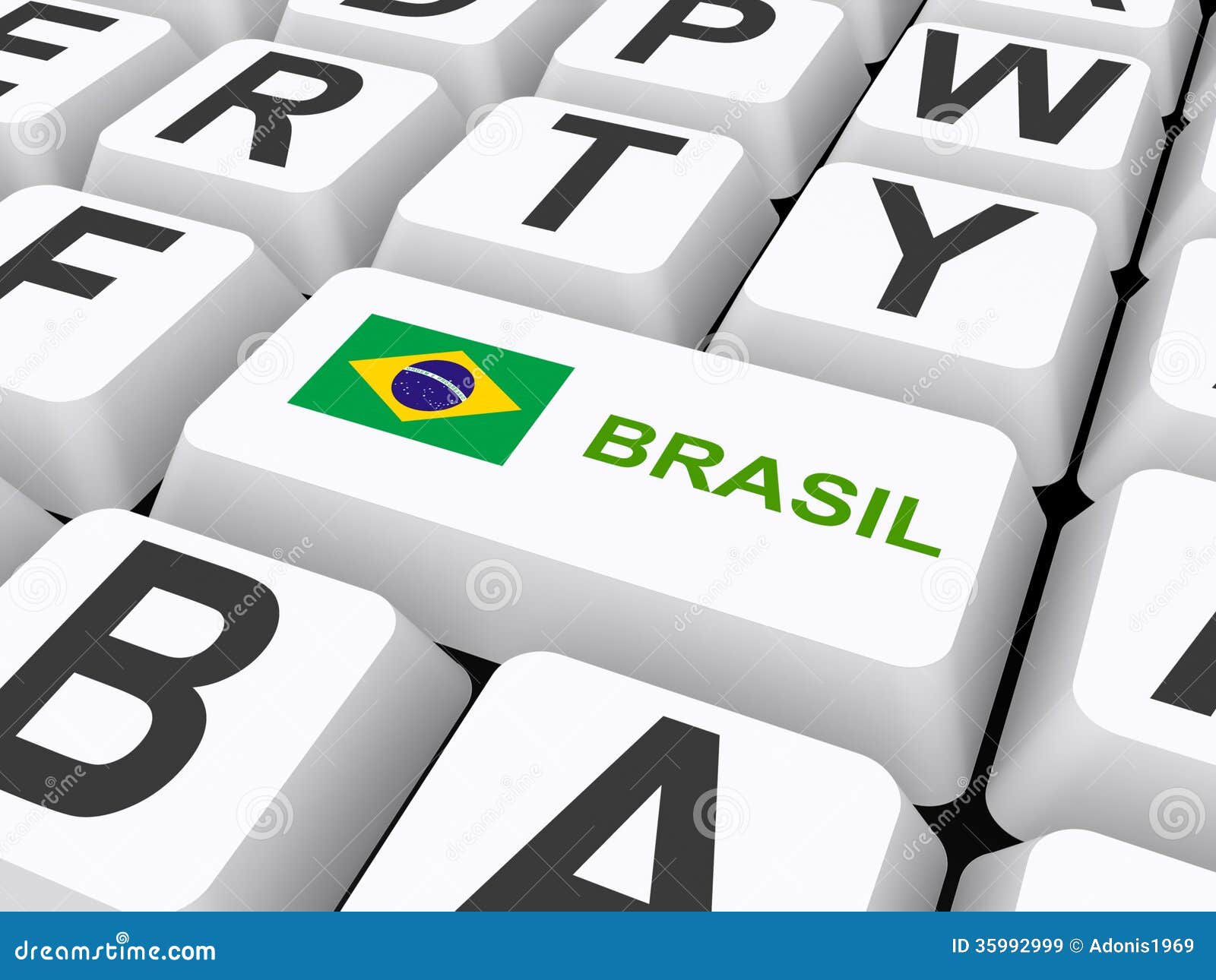 Brazil Flag Button on Keyboard Stock Illustration Illustration of