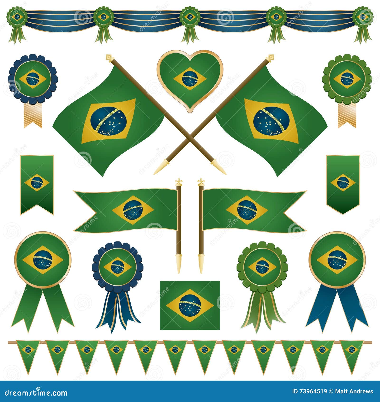 Brazil flag decorations stock vector. Illustration of flag 73964519