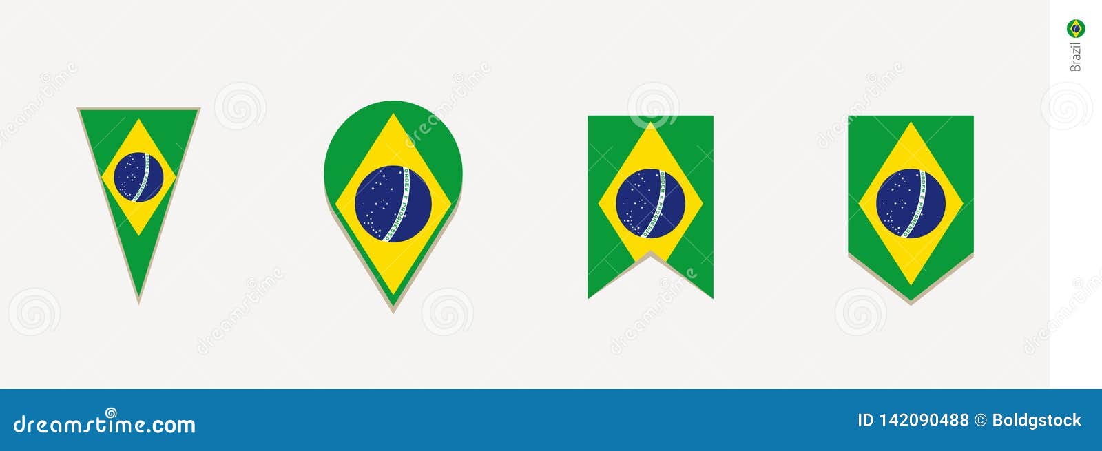 Brazil Flag in Vertical Design, Vector Illustration Stock Vector
